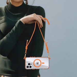 Tel Protect Strap caurspīdīgs viedtālruņa apvalks Iphone 15, oranžs