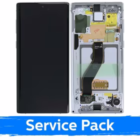 LCD Displejs Saderīgs ar Samsung N970 Note 10 Ar Frame / Aura Balts / (Service Pack)