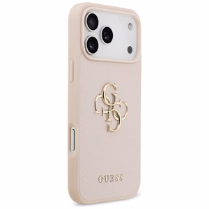Guess Graudains Liels 4G un Klasiskais Logotips viedtālruņa apvalks iPhone 17 Pro Max - rozā
