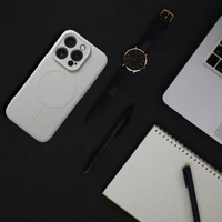 Silikona Magnētiskais viedtālruņa apvalks (ar lielu atveri), savietojams ar MagSafe, iPhone 17 Pro Max, titāna krāsas