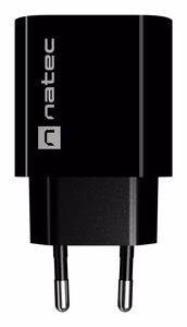 NATEC RIBERA sienas lādētājs 1X USB-A + 1X USB-C 20W melns