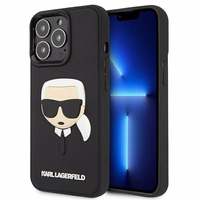 Karl Lagerfeld 3D gumijas Karla galvas apvalks iPhone 13 Pro / iPhone 13 - melns
