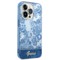 Guess GUHCP14XHGPLHB iPhone 14 Pro Max 6.7" zils/zils cietais apvalks Porcelain Collection