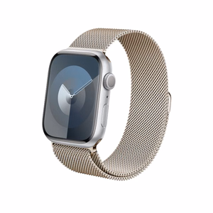 Crong Milano Steel nerūsējošā tērauda siksniņa Apple Watch 44 / 45 / 46 / 49 mm, šampanieša krāsā