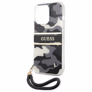 Guess GUHCP13XKCABBK iPhone 13 Pro Max 6.7" melns/melns cietais apvalks Camo Siksnas Kolekcija