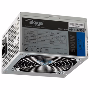 Akyga AK-B1-500 barošanas bloks 500 W 20+4 pin ATX ATX pelēks