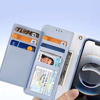 Dux Ducis Lawa iPhone 16e ādas apvalks ar noņemamu magnētisko maku - zils