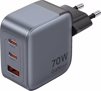 GaN Vention USB-C+C+A 70W lādētājs (pelēks)