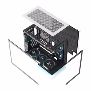 DarkFlash F1 ATX datora korpuss ar 6 ventilatoriem, balts