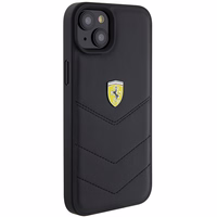 Ferrari FEHCP15MRDUK viedtālruņa apvalks iPhone 15 Plus 6.7" melns/melns ciets ar stepētu metāla logotipu