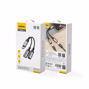 Dudao L13C+ 2in1 USB-C adapteris - pelēks