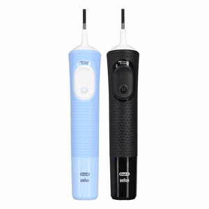 Oral-B Vitality Pro Duo – uzlādējama elektriskā zobu birste, 2 uzgaļi, 3 tīrīšanas režīmi, melns/zils/balts