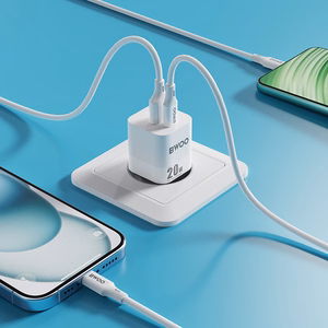 BWOO CDA156 PD sienas lādētājs 1x USB-C 1v USB 20W balts