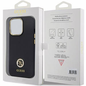 Guess GUHCP13LM4DGPK viedtālruņa apvalks iPhone 13 Pro / 13 – melns Silikona Logo Strass 4G