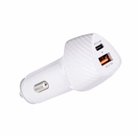 FORCELL F-ENERGY Carbon CC50-1A1C automašīnas lādētājs Type C + USB A PD QC3.0 3A 38W balts