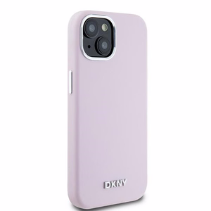 DKNY apvalks no šķidrā silikona MagSafe viedtālrunim iPhone 15 Plus / 14 Plus ar metāla logotipu - rozā (m)