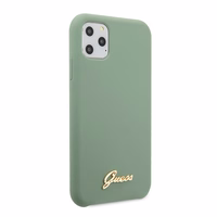 Guess GUHCN65LSLMGKA iPhone 11 Pro Max haki cietais maciņš Silicone Vintage Gold Logo