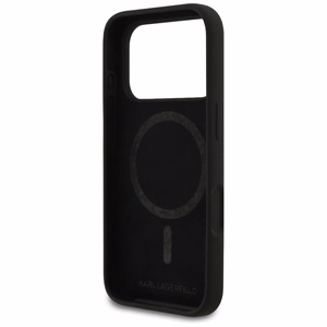 KARL LAGERFELD viedtālruņa apvalks IPHONE 17 Pro saderīgs ar Magnētisko KLHMP17LSKIGROK (Silicone W/ KL Sketch & Logo) melns