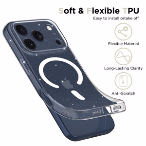 Tech-Protect FlexAir MagSafe Чехол для iPhone 17 Pro Max - прозрачный с блёстками