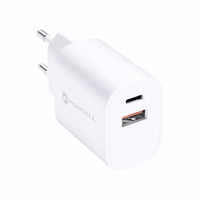 FORCELL F-ENERGY TFK-TC-30WPD ceļojuma lādētājs Type C + USB A PD QC4.0 3A 30W balts