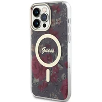 Guess GUHMP14XHCFWSA iPhone 14 Pro Max 6.7" zaļš cietais viedtālruņa apvalks Flower Magnētiskais