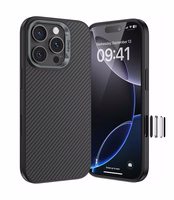 Benks Magnētiskais Armor Pro Kevlara apvalks ar metāla rāmi 600D (AD66) priekš iPhone 16 Pro Max melns ( Kameras vadības poga )