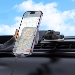 HOCO automobiļa telefona turētājs ar bezvadu uzlādi priekšējā vējstiklā un centrālajā konsolē HW8 (15W) melns