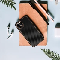 TEL PROTECT Leather Carbon viedtālruņa apvalks Iphone 11 melns