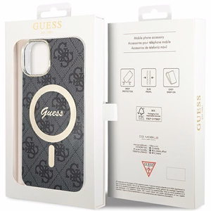 Guess 4G Magnētiskais viedtālruņa apvalks iPhone 15 Plus / 14 Plus - melna