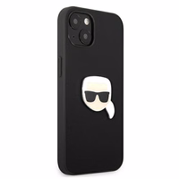 Karl Lagerfeld Ādas Ikonik Karl's Head Metāla apvalks iPhone 13 mini - melns
