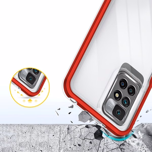 Caurspīdīgs 3in1 viedtālruņa apvalks Xiaomi Redmi 10 rāmja gēla vāks sarkans