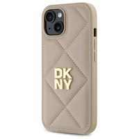 DKNY Quilted Stack Logo viedtālruņa apvalks iPhone 15 - bēšs