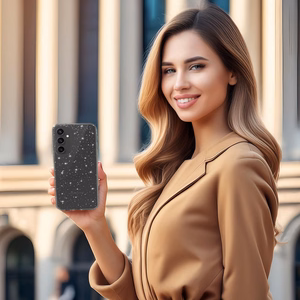 Kristāla mirdzošs viedtālruņa apvalks Samsung Galaxy S23 FE sudraba