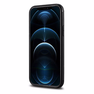 iCarer ādas vaska apvalks pārklāts ar dabīgu ādu iPhone 12 Pro Max melns (ALI1206-BK)