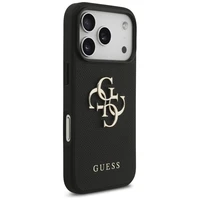 Guess Graudains Liels 4G un Klasiskais Logotips viedtālruņa apvalks iPhone 17 Pro - melns