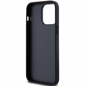 DKNY ādas mono svītra un metāla logotips viedtālruņa apvalks iPhone 14 Pro - melns