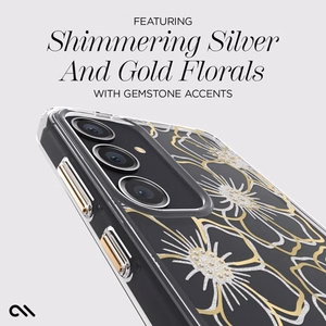 Case-Mate Floral Gems vāciņš ierīcei Samsung Galaxy S24+, zelta krāsā