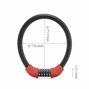 Rockbros RKS570-RD velosipēda slēdzene – tērauda trose, kods