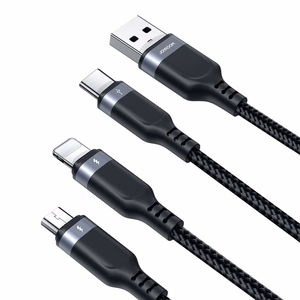 Joyroom S-A18 3in1 3.5A USB-A - Lightning+USB-C+MicroUSB cable 1.2m - black
