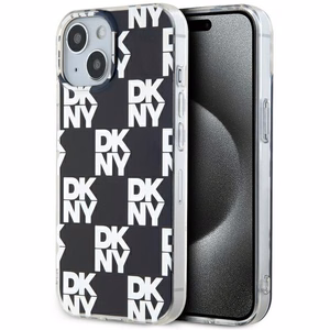 DKNY IML rūtainais mono raksts viedtālruņa apvalks iPhone 15 / 14 / 13 - melns