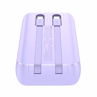 Joyroom JR-PBC06 mini portatīvais lādētājs ar iebūvētiem USB-C / Lightning kabeļiem 30W 10000mAh - violeta