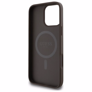 Guess 4G gredzena klasiskā logotipa magnētiskais viedtālruņa apvalks iPhone 16 Pro Max - brūns