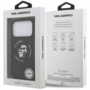 Karl Lagerfeld Silicone Karl&Choupette Ring MagSafe Чехол для iPhone 17 Pro - чёрный
