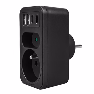 Maclean MCE249 F/B – elektrības kontaktligzdu sadalītājs, 2 kontaktligzdas, 4 USB porti: 2×USB-A un 2×USB-C PD 20 W, 1×16 A + 1×6 A
