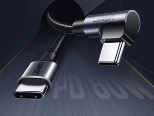 Ugreen US255 50125 USB-C (taisns) / USB-C (leņķa) PD QC kabelis 60W 3A 2m - pelēks