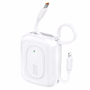 Dudao K32 22.5W 10000 mAh павербанк со встроенным кабелем USB-C / Lightning - белый