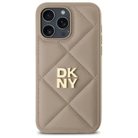 DKNY Quilted Stack Logo viedtālruņa apvalks iPhone 14 Pro Max - bēšs
