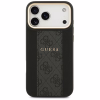 Guess 4G Stripe Magnētiskais viedtālruņa apvalks iPhone 17 Pro Max - melna