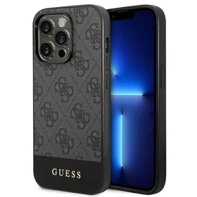 Guess GUHCP14XG4GLGR iPhone 14 Pro Max 6.7" pelēks/pelēks cietais apvalks 4G Stripe kolekcija