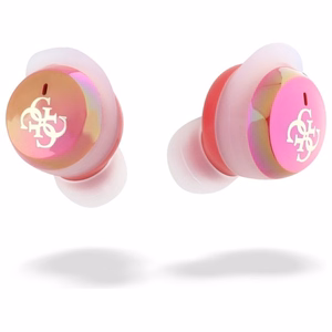 Guess Bluetooth austiņas GUTWSJ144ESF TWS + dokstacija fuksijas/fuksijas varavīksnes 4G drukāts logotips
